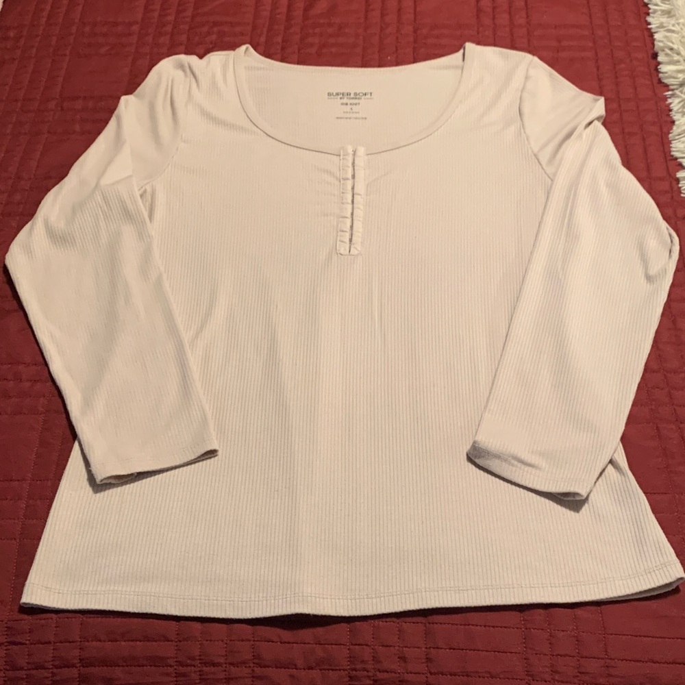 TORRID Size 1 Super Soft Tan Long Sleeve Ribbed Top